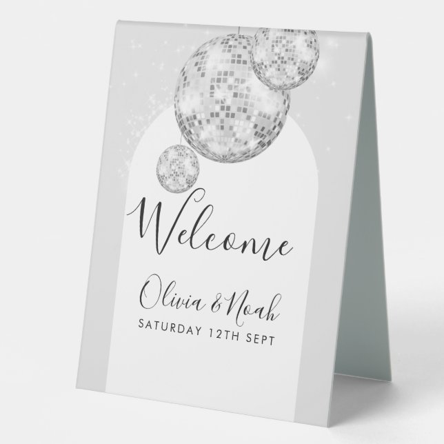 Disco Ball Engagement Party  Table Tent (Front)