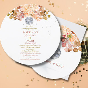 Disco Ball Floral Elegant Orange Wedding Rehearsal Invitation