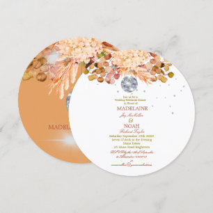 Disco Ball Floral Elegant Orange Wedding Rehearsal Invitation
