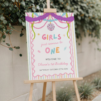 Disco Ball Girls Just Wanna Be One Welcome Sign