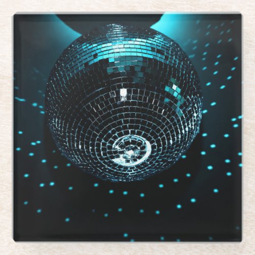 Disco Ball Glare Nightclub Background Glass Coaster