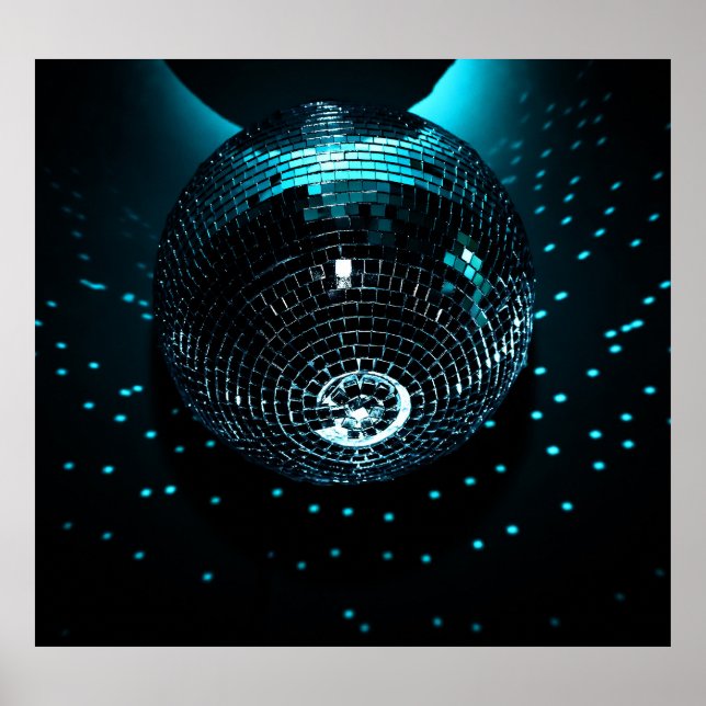 Disco Ball Glare, Nightclub Background. Poster (Front)