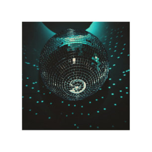 Disco Ball Glare, Nightclub Background. Wood Wall Art