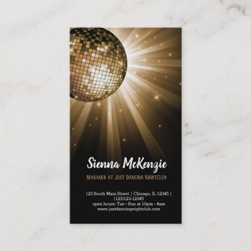Disco ball gold business card