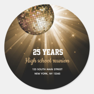 Disco ball gold classic round sticker