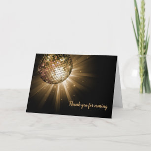 Disco ball gold letterpress thank you card