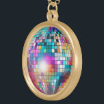 Disco Ball Gold Plated Necklace<br><div class="desc">Disco Mirror Ball Jewelry. Mirror ball necklace and pendant makes great gifts for disco lovers,  ballroom dancers and anyone who loves a mirror ball! You don't need a mirror ball trophy when you can wear this mirror ball necklace!</div>