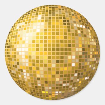 Disco Ball Gold Sticker by mistyqe at Zazzle