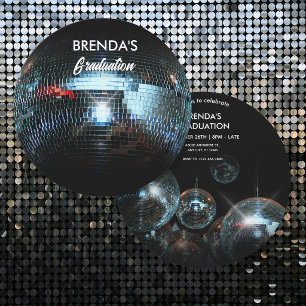 Disco ball graduation invitation