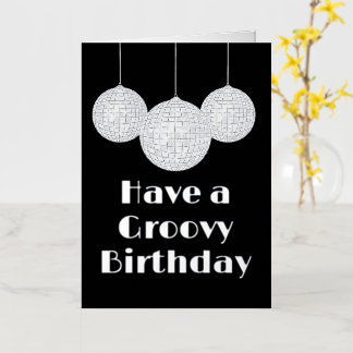 Disco Ball Groovy Birthday Silver Foil Greeting Card