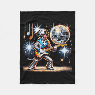 Disco Ball Guitar Dalmatian Dog Men Women Kids Fleece Blanket