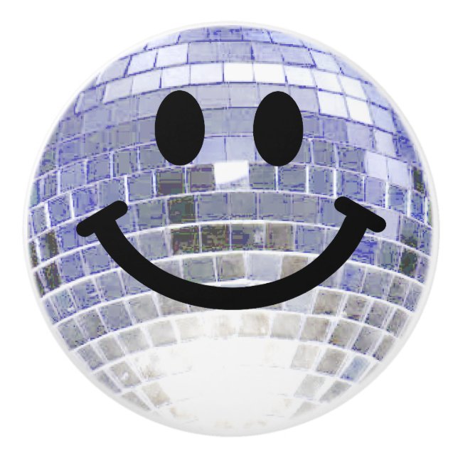 Disco Ball Happy face Ceramic Knob (Front)