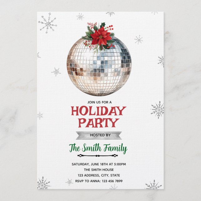 Disco Ball Holiday Party Invitation (Front)