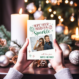 Disco Ball Holidays Sparkle Custom Photo Holiday Card