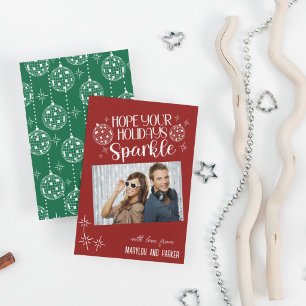 Disco Ball Holidays Sparkle Custom Photo Holiday Card