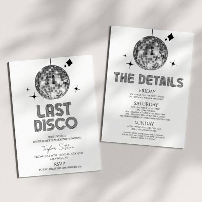 Disco Ball Last Disco Bachelorette Weekend Party Invitation (Creator Uploaded)