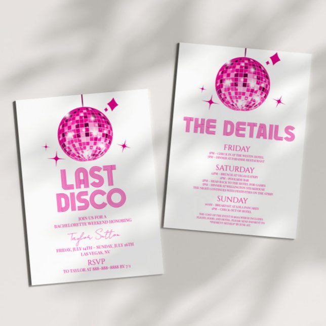 Disco Ball Last Disco Bachelorette Weekend Party Invitation (Creator Uploaded)