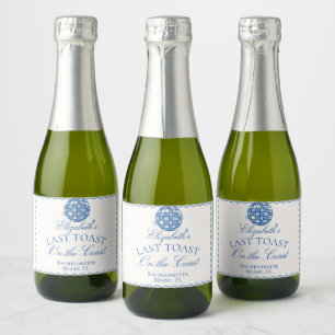 Disco Ball Last Toast on The Coast Bachelorette Sparkling Wine Label