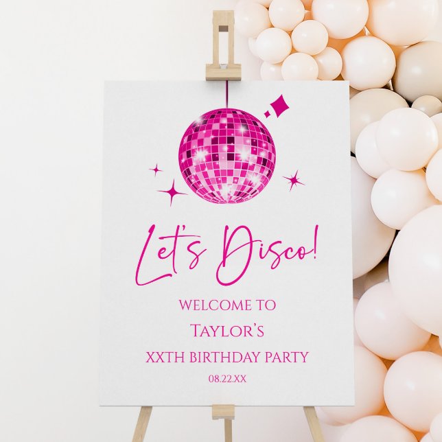Disco Ball Let's Disco Birthday Party Welcome Sign (Creator Uploaded)