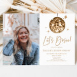 Disco Ball Let's Disco Custom Photo Birthday Party Invitation<br><div class="desc">This is a Gold Disco Ball Let's Disco Custom Picture Photo Birthday Party Invitation!</div>