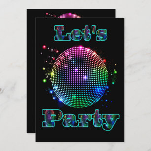 Disco Ball Let's Party Custom Invitation
