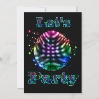 Disco Ball Let's Party Custom Invitation | Zazzle