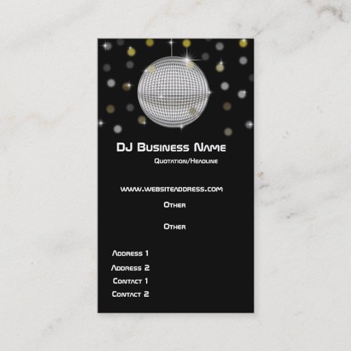Customizable Disco Ball &amp; Lights Business Card