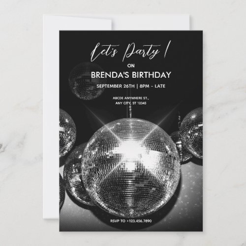 Disco ball Ligts Birthday Party  Invitation