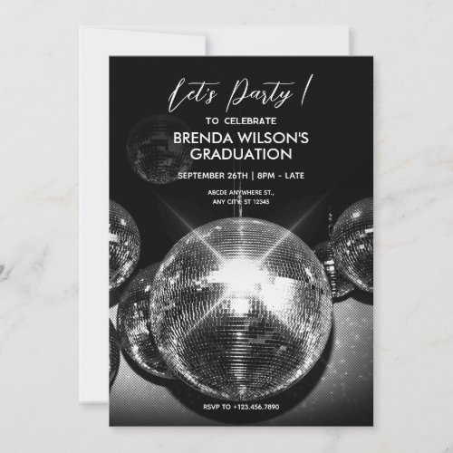 Disco ball Ligts Graduation Invitation