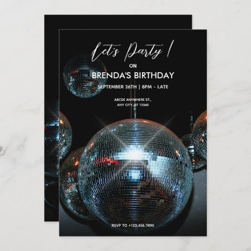 Disco ball Ligts Party  Invitation