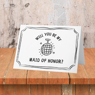 Disco Ball Maid of Honor Proposal Fun & Trendy Card