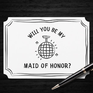 Disco Ball Maid of Honor Proposal Fun & Trendy Card