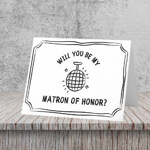 Disco Ball Matron of Honor Proposal   Fun & Trendy Card