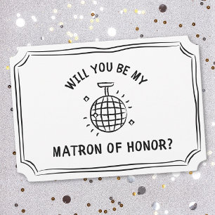 Disco Ball Matron of Honor Proposal Fun & Trendy Card