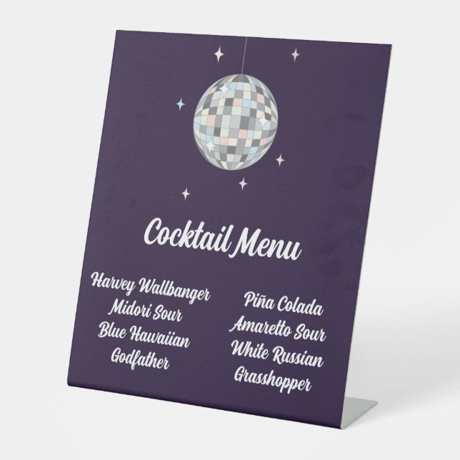 Disco Ball Menu Pedestal Sign (Front)