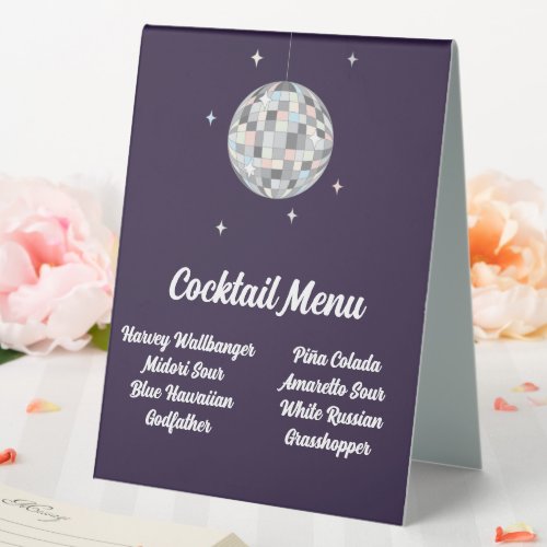 Disco Ball Menu Table Tent Sign