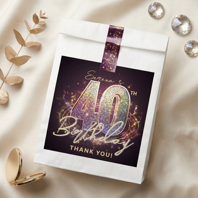 Disco Ball Music Notes Retro 40th Birthday Party Favor Bag (Creator Uploaded)