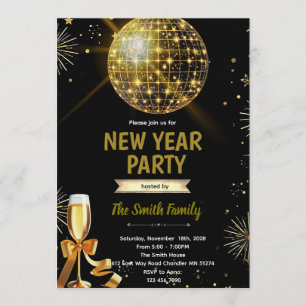 Disco Ball New Year's Eve invitation