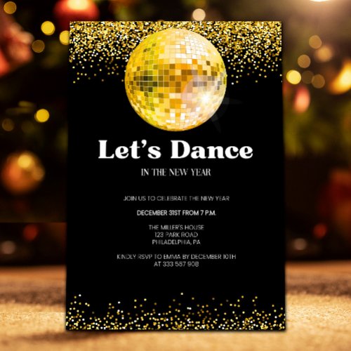 Disco Ball New Years Eve Party Invitation