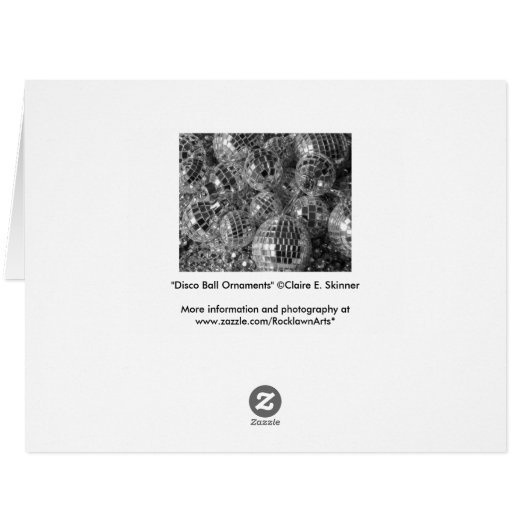 Disco Ball Ornaments Black and White Photo Holiday (Back Horizontal)