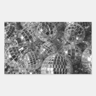 Disco Ball Ornaments Black and White Photo Rectangular Sticker