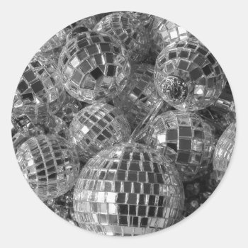 Disco Ball Ornaments Classic Round Sticker by RocklawnArts at Zazzle