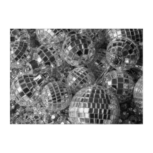 Disco Ball Ornaments Glam Black and White Photo Acrylic Print