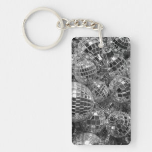 Disco Ball Ornaments Glam Black and White Photo Keychain