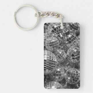 Disco Ball Ornaments Glam Black and White Photo Keychain