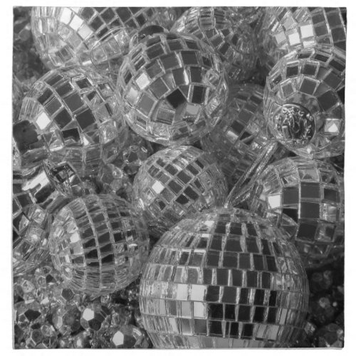 Disco Ball Ornaments Glam Black and White Photo Napkin