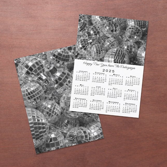 Disco Ball Ornaments Photo 2025 Calendar New Year Holiday Card (Disco Ball Ornaments Photo 2025 Calendar New Year Holiday Card in situ)