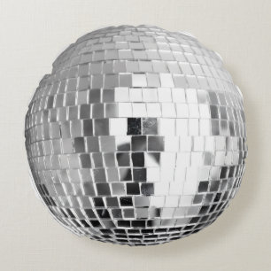 Disco Ball Pillow – Shiny Silver Round Cushion for