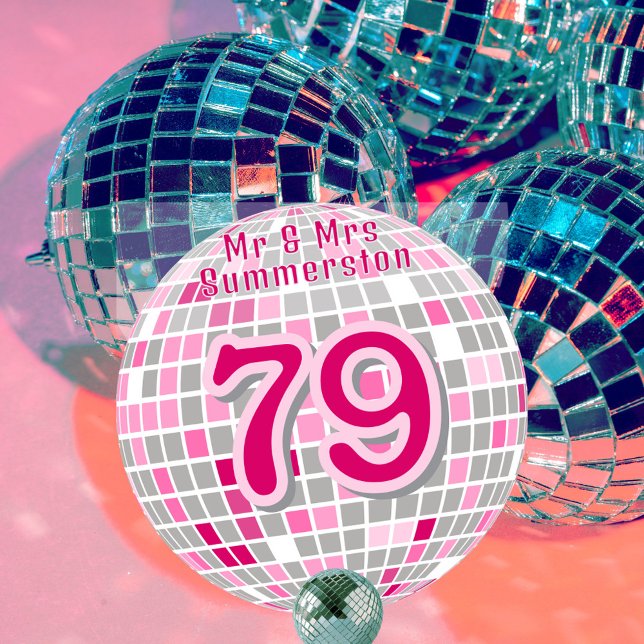 Disco Ball Pink and Red Personalized Table Number (Fun and functional. Disco ball table numbers)