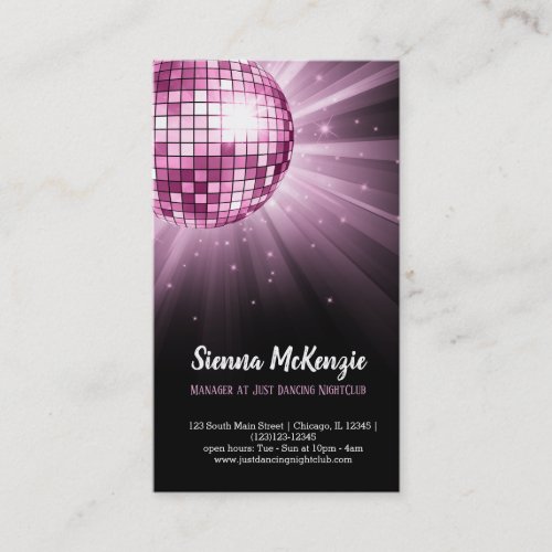 Disco ball pink business card